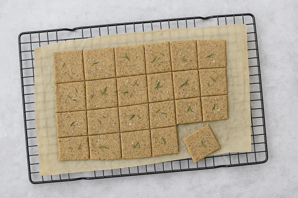 Glutenvrije boekweitcrackers met rozemarijn en zeezout